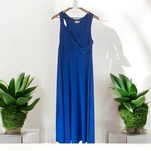 Sympli Blue Sleeveless Jersey Knit Maxi Dress Sz 12 Suplice Top Flowy Long Skirt